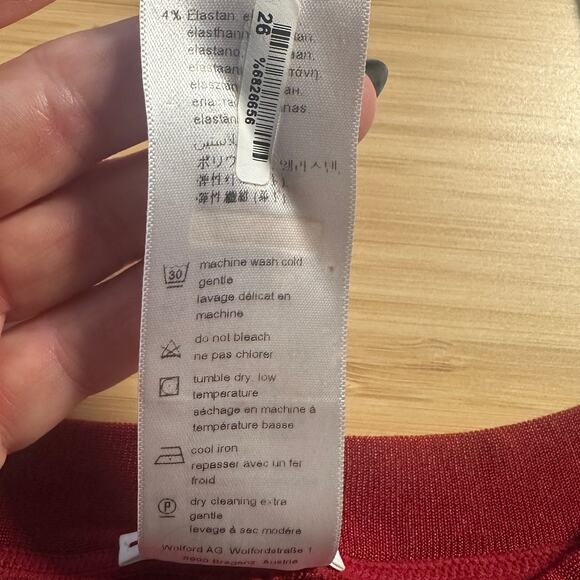 Wolford Women's Red Cordoba Boatneck Seamless Stretch Long Sleeve, Size M, EUC - Picture 5 of 5